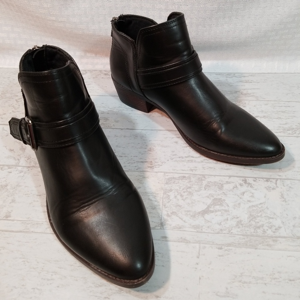 Daniel Aaron Black Ankle Booties Boots Zipper Sz 8
